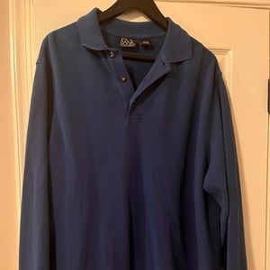 Jos a Bank long sleeve collard half zip blue shirt Size L